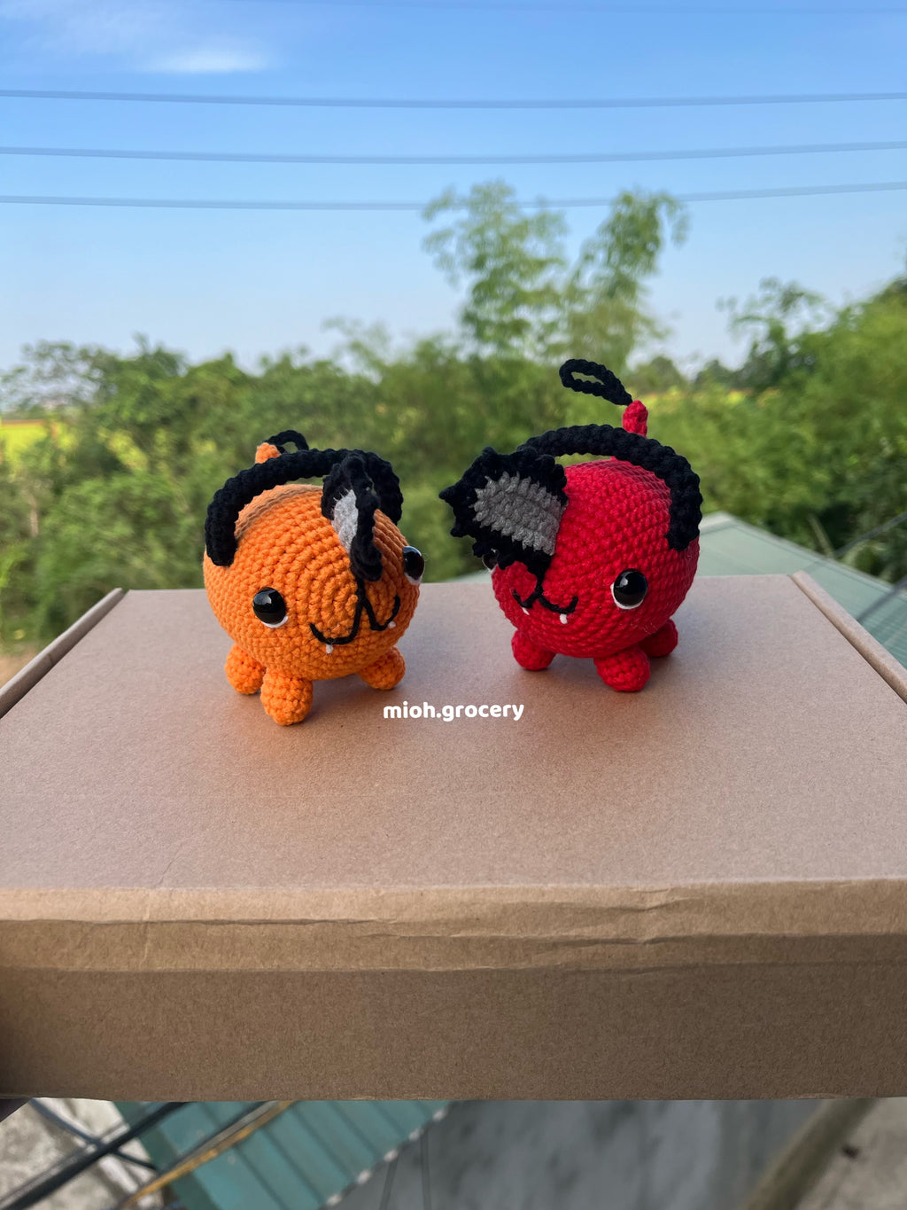 Orange Chainsaw Dog Plush And Keychain