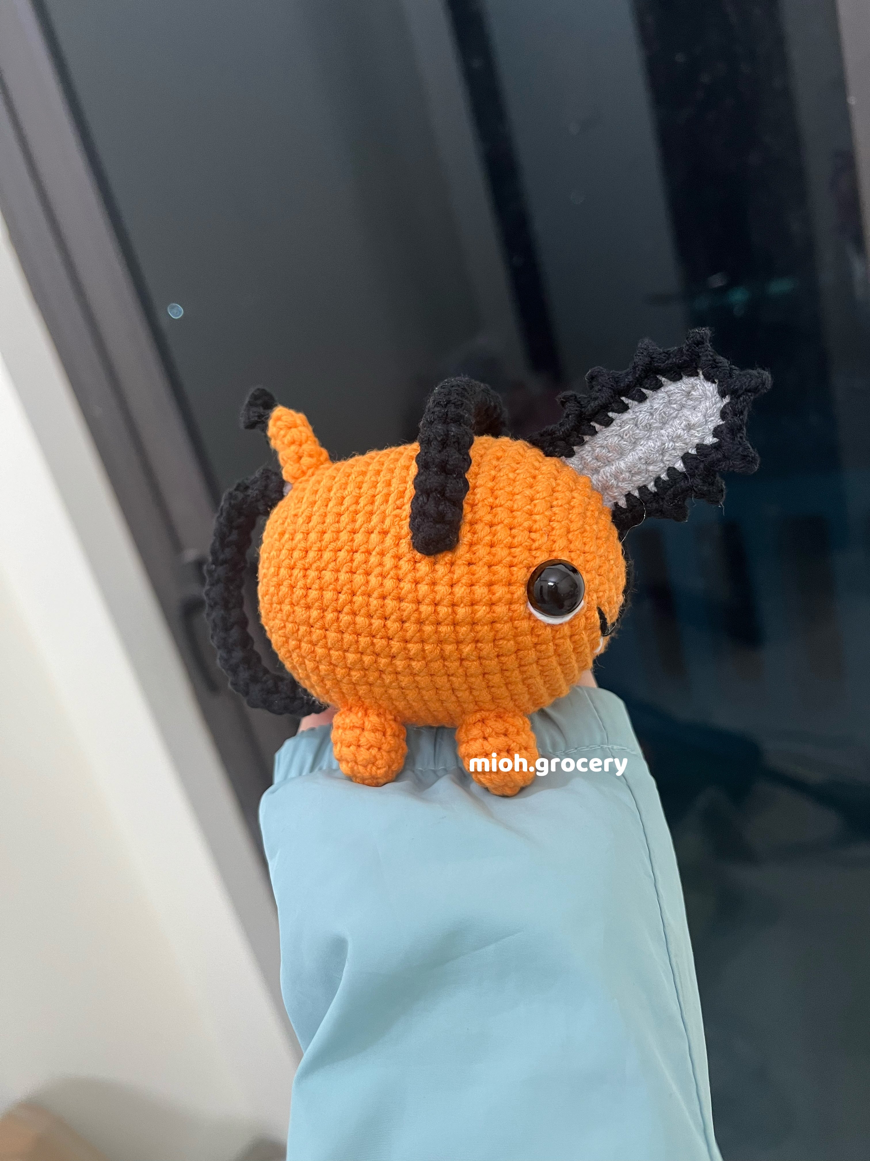 Orange Chainsaw Dog Plush And Keychain