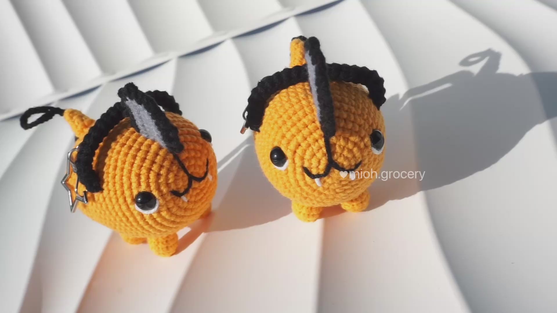 Orange Chainsaw Dog Plush And Keychain