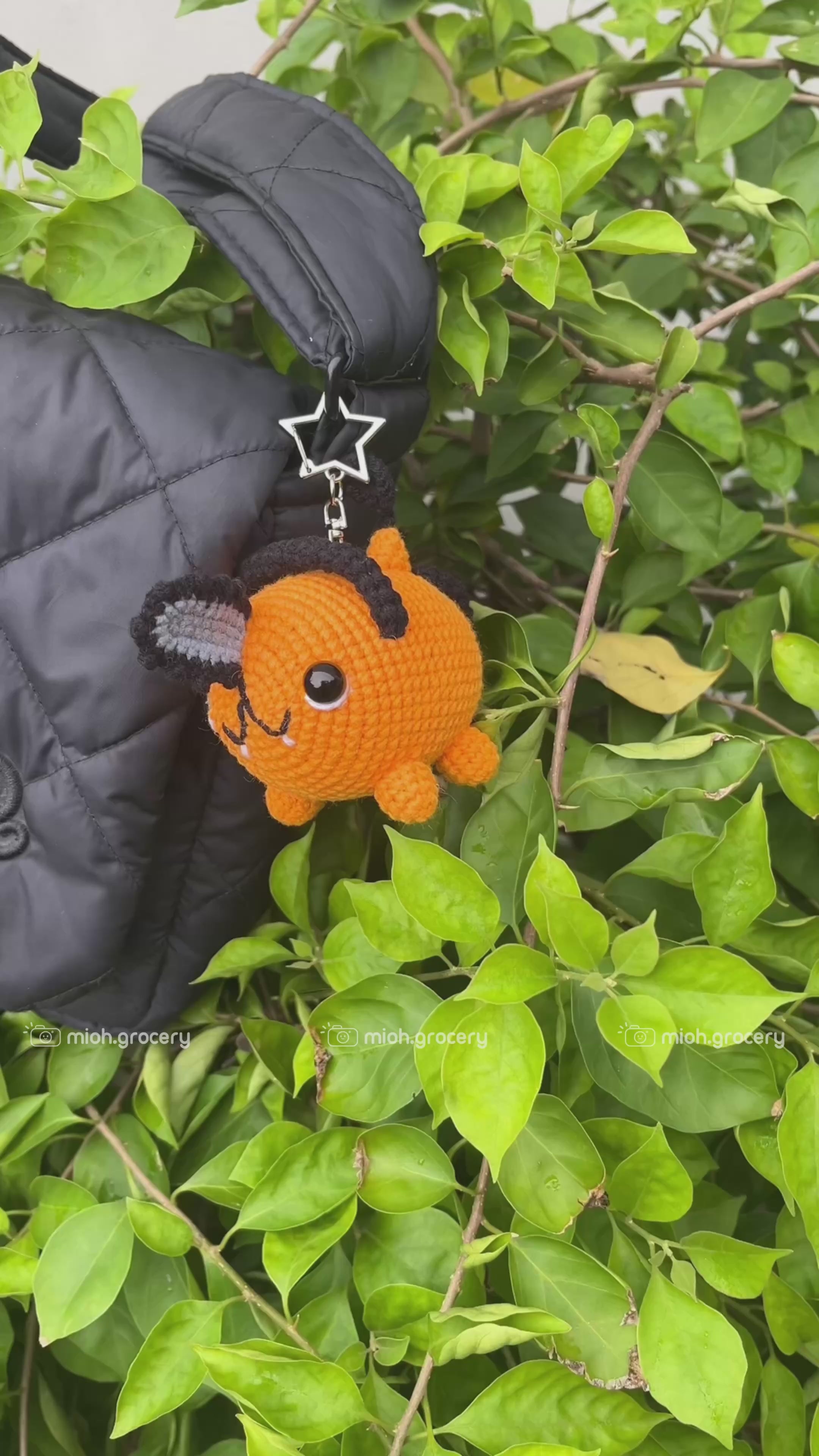 Orange Chainsaw Dog Plush And Keychain
